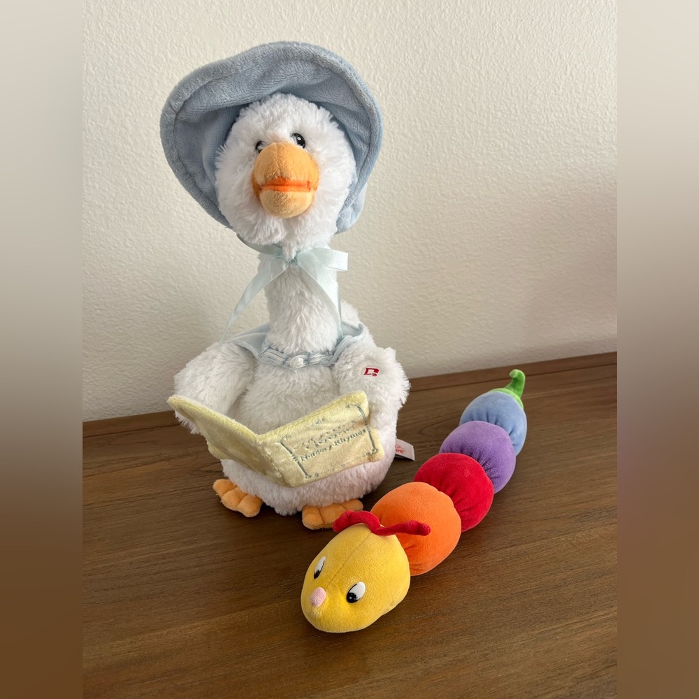 VTG Baby GUND Rainbow Caterpillar +Cuddle Barn Talking Mother Goose Toy Bundle